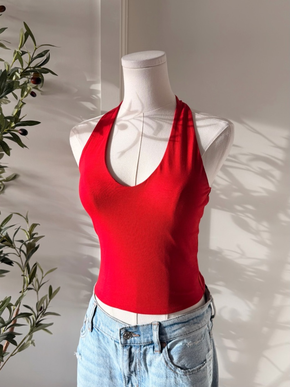 Stradivarius Red Halter Tank Top